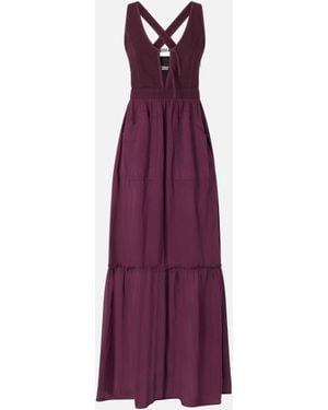 Pinko Sleeveless Long Cotton Dress With Neckline - Purple