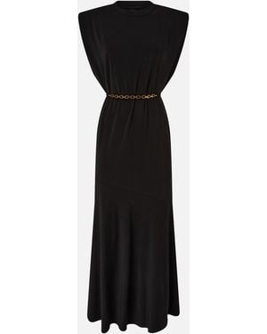 Pinko Sleeveless Long Dress With Chain - Black