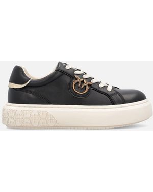 Pinko High-Soled Flatform Trainers With Metal Logo - White
