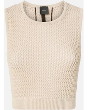 Pinko Sleeveless Crop Top With Bands On The Back - White