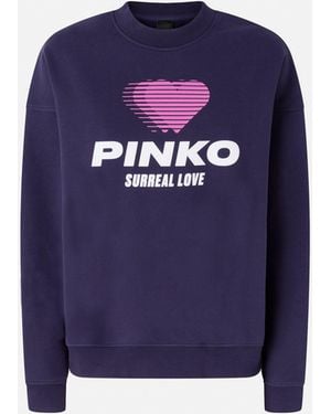 Pinko Felpa Stampa Cuore E Logo - Blu