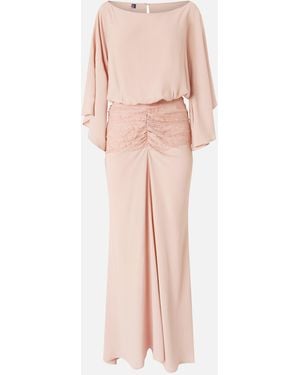 Pinko Long Dress With Draping And Lace - Pink