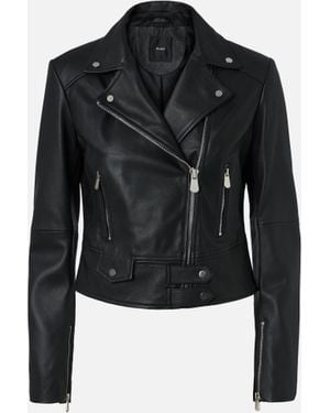 Pinko Short Zipped Nappa Leather Biker Jacket - Black