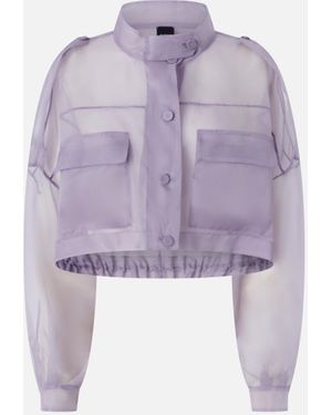 Pinko Small Cropped Jacket In Sheer Silk Organza - Purple