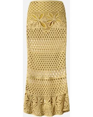 Pinko Fancy Crochet-effect Long Skirt - Metallic