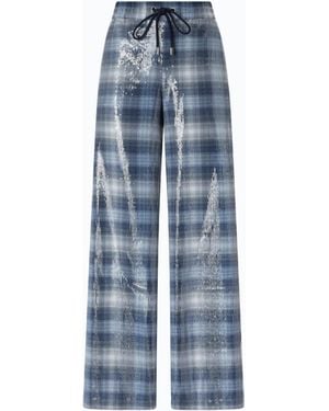 Pinko Palazzo Pants With Check Pattern And Sequins - Blue