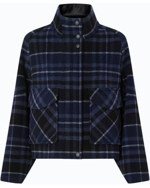 Pinko Double-Layered Cloth Pea Coat With Check Pattern - Blue