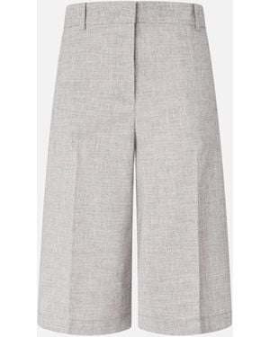 Pinko Slub Shorts With Pressed Pleat Detail - White