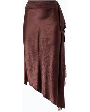 Pinko Asymmetrischer Midirock Aus Satin - Rot