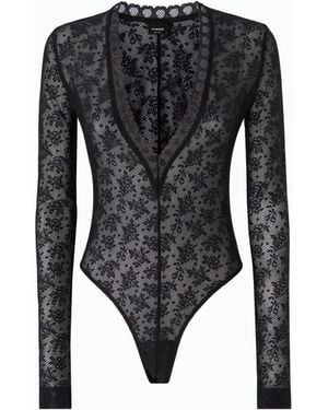 Pinko Jersey Bodi De Encaje Elástico Floral - Negro