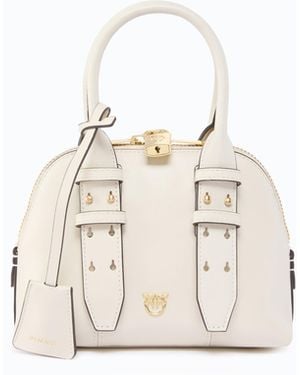 Pinko Leather Mini Escape Bag Bowling Bag - White