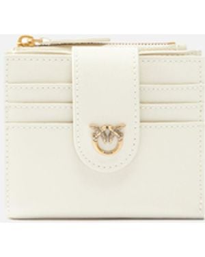 Pinko Small Smooth Leather Wallet With Logo - White