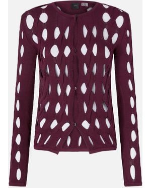 Pinko Kurzer Cardigan Aus Strick Mit Lochmuster - Rot