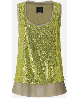 Pinko Fully Sequinned Vest Top - Green