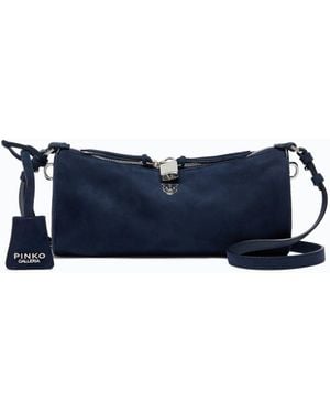 Pinko Schultertasche Mini Cylinder Bag Aus Veloursleder Galleria - Blau