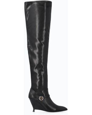 Pinko Nappa Leather Boots With Extra-High Leg Shaft - Black