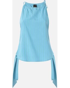 Pinko Striped Top With Thin Shoulder Straps And Bows - Blue