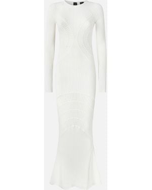 Pinko Vestido Largo Y Ceñido De Canalé - Blanco