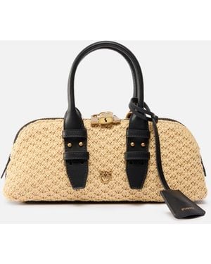 Pinko Bolso De Mano Pequeño Escape Bag Horizontal De Rafia - Neutro