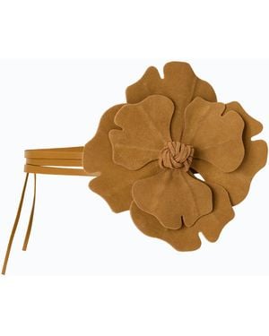 Pinko Belt With 15 Cm Suede Flower - Brown