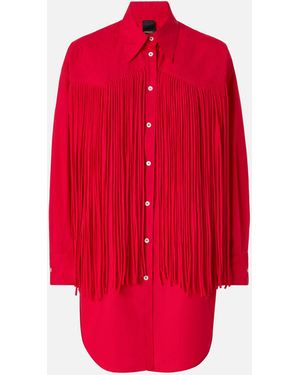 Pinko Mini Shirt Dress With Fringing - Red