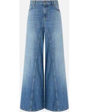 Pinko Flared Jeans With Super Wide Leg - Blue