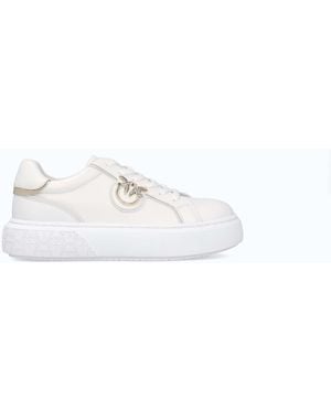 Pinko High-Soled Flatform Trainers With Metal Logo - White