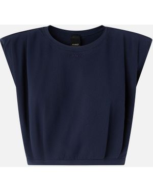 Pinko Sleeveless Crop Top In 100% Cotton - Blue