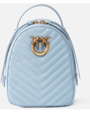 Pinko Love Bag Mini Matelassé Leather Backpack - Blue