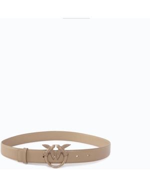 Pinko Leather Belt With Matte Love Birds Buckle - White