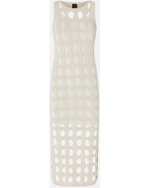 Pinko Vestido Midi De Punto Calado - Blanco