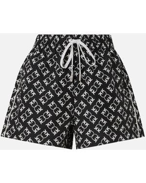Pinko Shorts With All-Over Love Birds Logo - Black