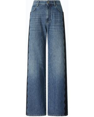 Pinko Wide-Leg Jeans With Lace Trim - Blue