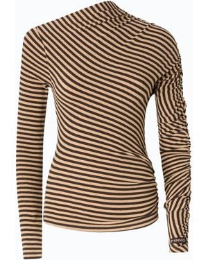 Pinko Striped Wool-Blend Mock-Turtleneck Jumper - Natural