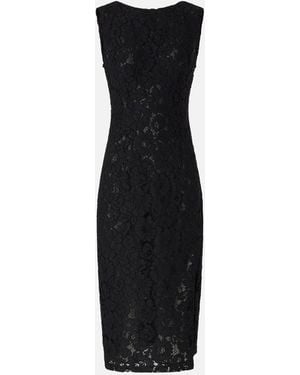 Pinko Floral Lace Dress With Plunging Rear Neckline - Black