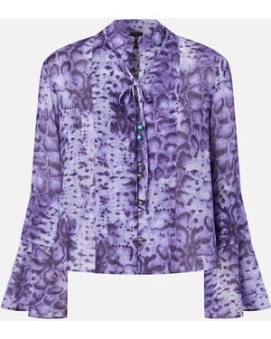 Pinko Blouse With Snake Print And Jewel Buttons - Purple