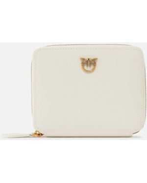 Pinko Square Leather Zip-Around Purse - White