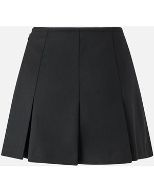 Pinko Minifalda A Pliegues De Mezcla De Lana - Negro