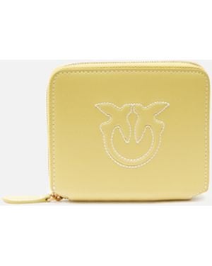 Pinko Cartera Cuadrada Pequeña De Piel Con Logotipo En Relieve - Amarillo