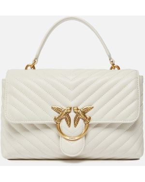 Pinko Sac À Main Moyen Love Bag Puff Chevron En Cuir Nappa - Blanc