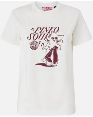 Pinko T-Shirt With Sour Disco Star Print - White