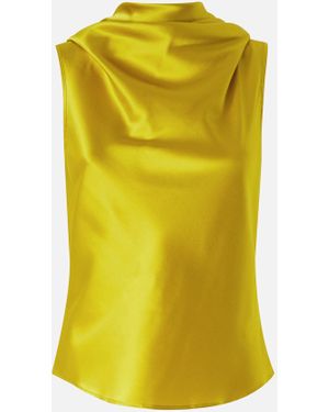 Pinko Stretch Silk Satin Hooded Top - Yellow