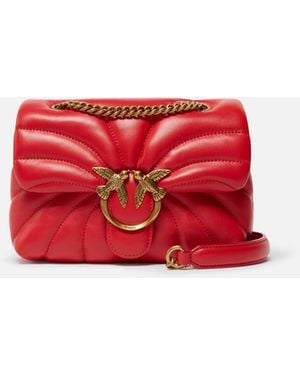 Pinko Minibolso Love Bag Puff Butterfly Con Bandolera De Napa - Rojo