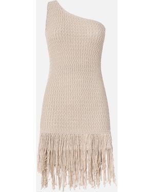 Pinko One-Shoulder Mini Dress With Fringing - White