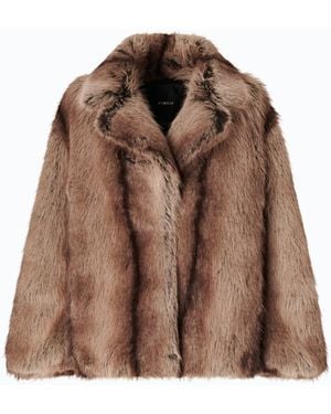 Pinko Fur-Effect Pea Coat - Brown