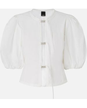Pinko Cotton Blouse With Metal Buckles - White
