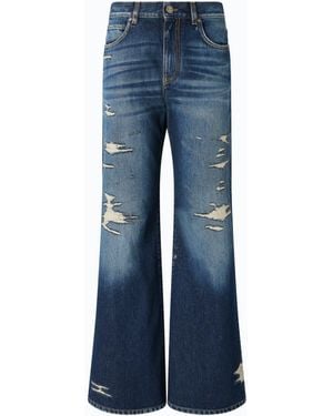 Pinko Jeans Wide Leg Con Rotture - Blu