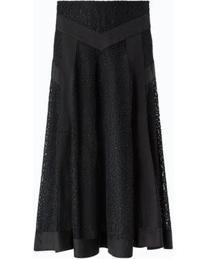 Pinko Flared Lace Midi Skirt With Inserts - Black