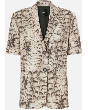 Pinko Short-Sleeved Jacket With Snake Print - White