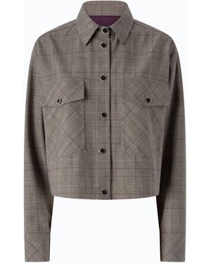 Pinko Check Wool-Blend Cropped Overshirt - Gray